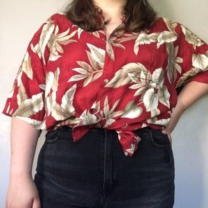 Van Heusen Red Floral Button Up